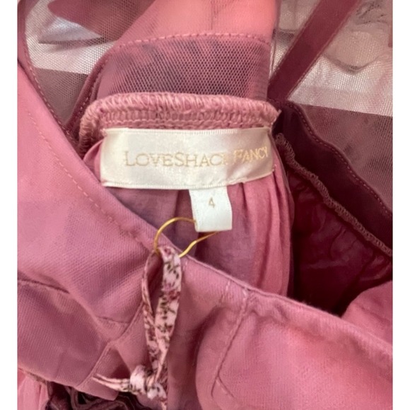 LoveShackFancy Macron Pink Tulle Gown Ruffle Sleeve Maxi Dress NWT $1095 - Picture 6 of 6